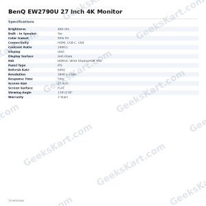 BenQ EW2790U 27 Inch 4K Monitor