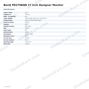 BenQ PD2706QN 27 Inch Designer Monitor
