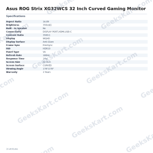 Asus ROG Strix XG32WCS 32 Inch Curved Gaming Monitor