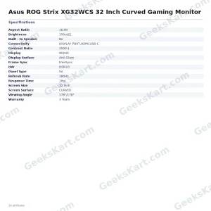Asus ROG Strix XG32WCS 32 Inch Curved Gaming Monitor