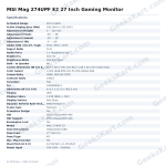 MSI Mag 274UPF E2 27 Inch Gaming Monitor