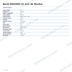 BenQ EW3290U 32 Inch 4K Monitor