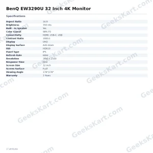 BenQ EW3290U 32 Inch 4K Monitor