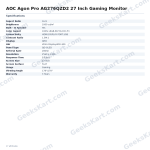 AOC Agon Pro AG276QZD2 27 Inch Gaming Monitor