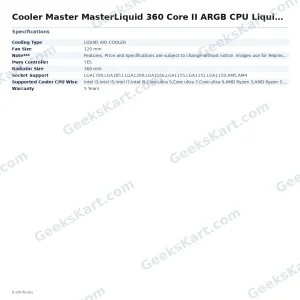 Cooler Master MasterLiquid 360 Core II ARGB CPU Liquid Cooler
