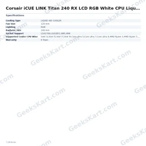 Corsair iCUE LINK Titan 240 RX LCD RGB White CPU Liquid Cooler