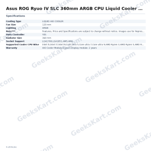 Asus ROG Ryuo IV SLC 360mm ARGB CPU Liquid Cooler with Curved Display