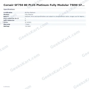 Corsair SF750 80 PLUS Platinum Fully Modular 750W SFX Power Supply (Black)