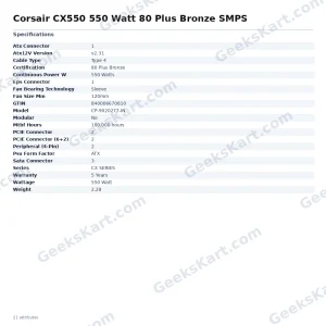 Corsair CX550 550 Watt 80 Plus Bronze SMPS