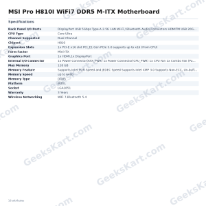 MSI Pro H810I WiFi7 DDR5 M-ITX Motherboard