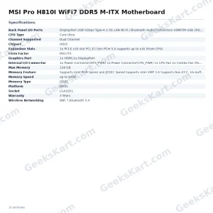 MSI Pro H810I WiFi7 DDR5 M-ITX Motherboard