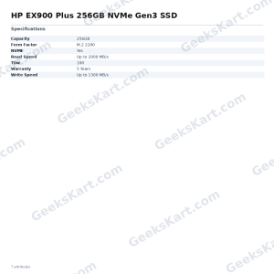 HP EX900 Plus 256GB NVMe PCIe Gen3 M.2 2280 Internal SSD