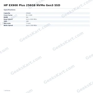 HP EX900 Plus 256GB NVMe PCIe Gen3 M.2 2280 Internal SSD