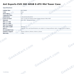Ant Esports EVO 360 ARGB E-ATX Mid Tower Gaming Case