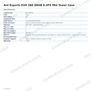 Ant Esports EVO 360 ARGB E-ATX Mid Tower Gaming Case