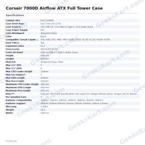 Corsair 7000D Airflow ATX Full Tower Case – High-Airflow Full Tower with 480mm Radiator Support