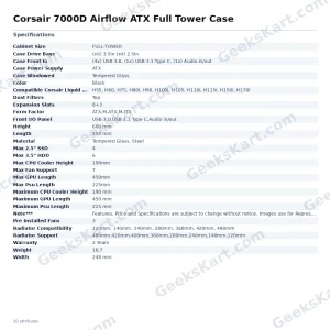 Corsair 7000D Airflow ATX Full Tower Case – High-Airflow Full Tower with 480mm Radiator Support