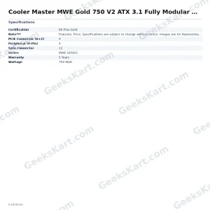 Cooler Master MWE Gold 750 V2 ATX 3.1 Fully Modular Power Supply
