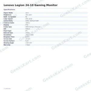 Lenovo Legion 24-10 23.8" FHD 240Hz IPS Gaming Monitor