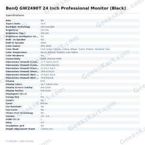 BenQ GW2490T 23.8-Inch Eye-Care IPS Professional Monitor