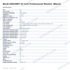 BenQ GW2490T 23.8-Inch Eye-Care IPS Professional Monitor
