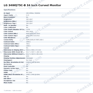LG 34WQ75C-B 34-Inch Curved UltraWide QHD IPS Monitor with USB-C 90W