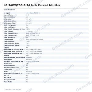 LG 34WQ75C-B 34-Inch Curved UltraWide QHD IPS Monitor with USB-C 90W