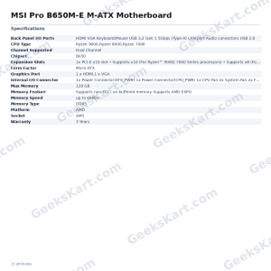 MSI Pro B650M-E M-ATX Motherboard