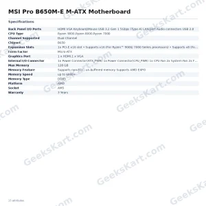 MSI Pro B650M-E M-ATX Motherboard