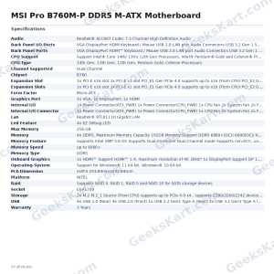 MSI Pro B760M-P DDR5 M-ATX Motherboard