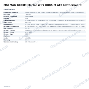 MSI MAG B860M Mortar WiFi DDR5 M-ATX Motherboard