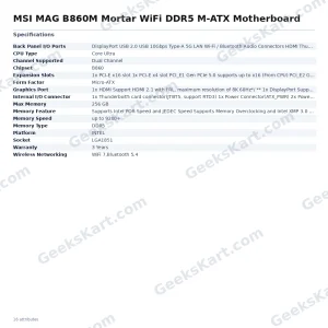 MSI MAG B860M Mortar WiFi DDR5 M-ATX Motherboard