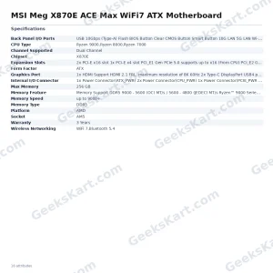 MSI Meg X870E ACE Max WiFi7 ATX Motherboard