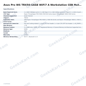 Asus Pro WS TRX50-SAGE WiFi7 A Workstation CEB Motherboard