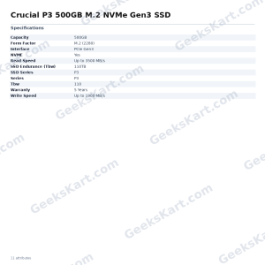 Crucial P3 500GB M.2 NVMe Gen3 SSD
