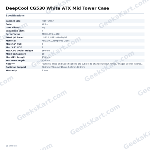 DeepCool CG530 White ATX Mid Tower Case