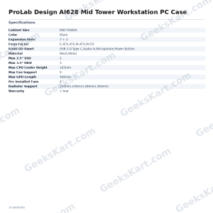 ProLab Design AI628 Mid Tower Workstation PC Case