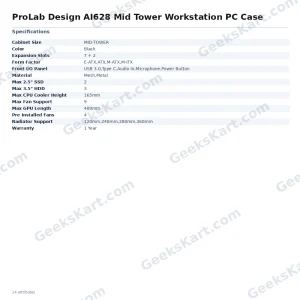 ProLab Design AI628 Mid Tower Workstation PC Case