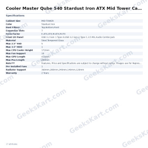 Cooler Master Qube 540 Stardust Iron ATX Mid Tower Case