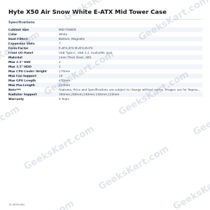 Hyte X50 Air Snow White E-ATX Mid Tower Case