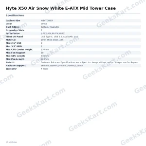 Hyte X50 Air Snow White E-ATX Mid Tower Case