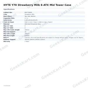 HYTE Y70 Strawberry Milk E-ATX Mid Tower Case
