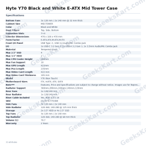 Hyte Y70 Black and White E-ATX Mid Tower Case