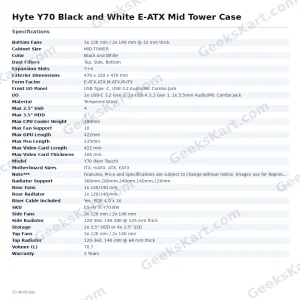 Hyte Y70 Black and White E-ATX Mid Tower Case