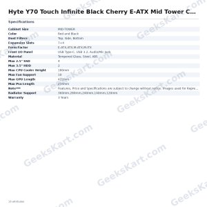Hyte Y70 Touch Infinite Black Cherry E-ATX Mid Tower Case