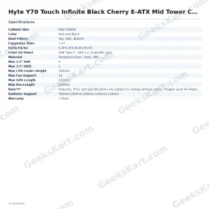 Hyte Y70 Touch Infinite Black Cherry E-ATX Mid Tower Case