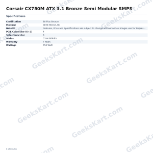 Corsair CX750M ATX 3.1 Bronze Semi Modular SMPS
