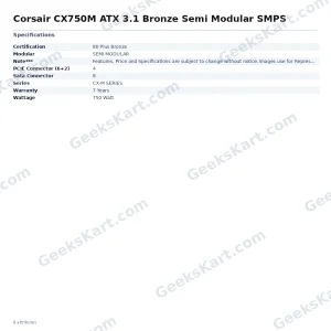 Corsair CX750M ATX 3.1 Bronze Semi Modular SMPS