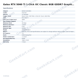 Galax RTX 5060 Ti 1-Click OC Classic 8GB GDDR7 Graphics Card