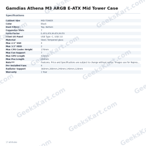 Gamdias Athena M3 ARGB E-ATX Mid Tower Case